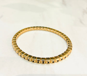18k Gold Flexible Bracelets With Black Enamel