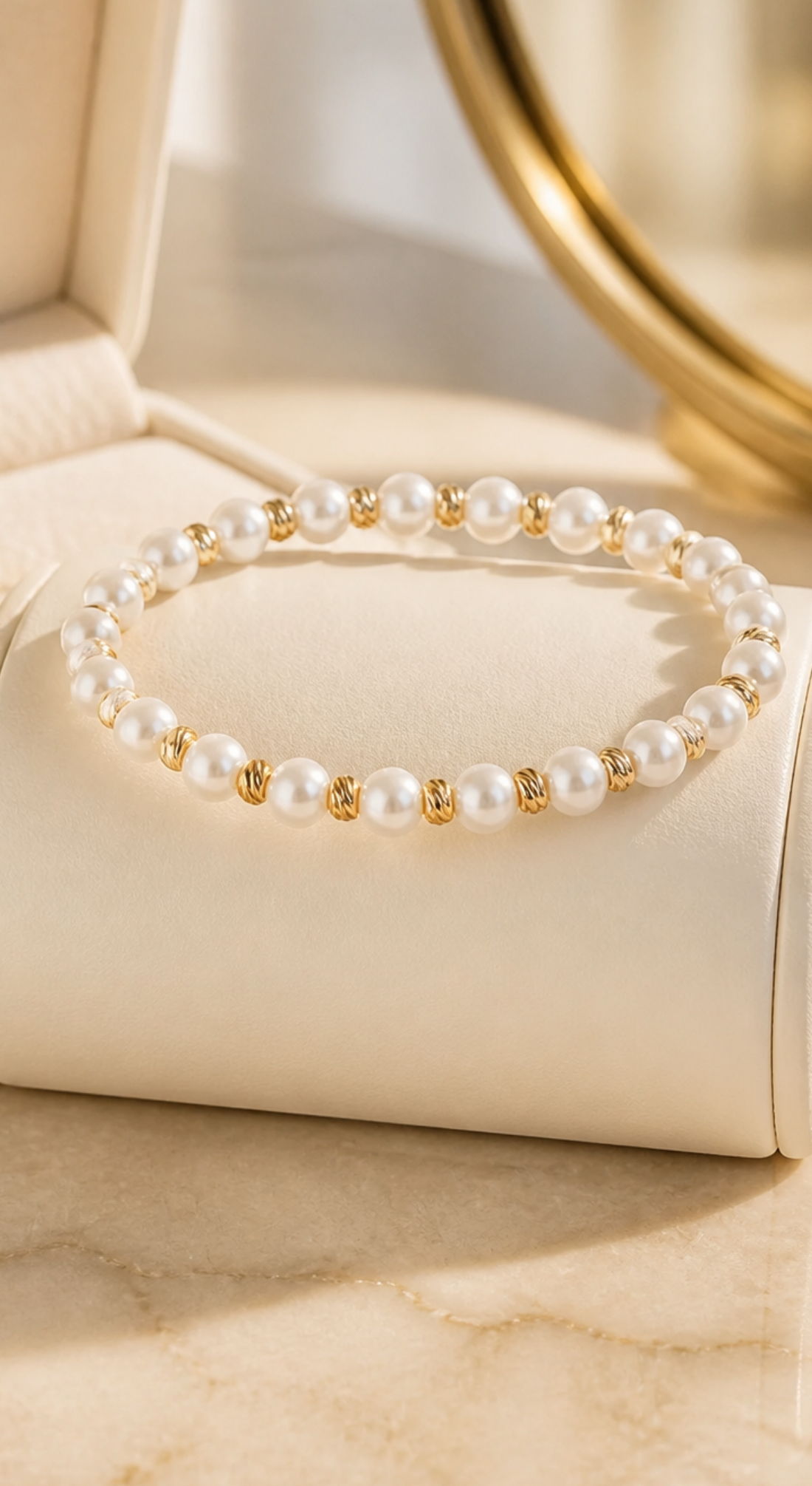 Gold & pearl fine bracelet
