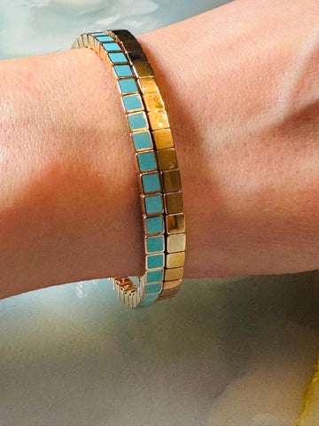 18k Solid Gold Flexible Bracelet In Colour Gold