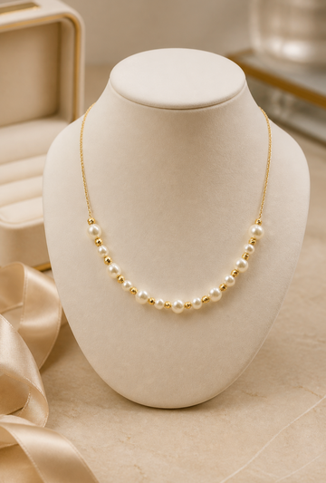 Gold & half pearl necklace