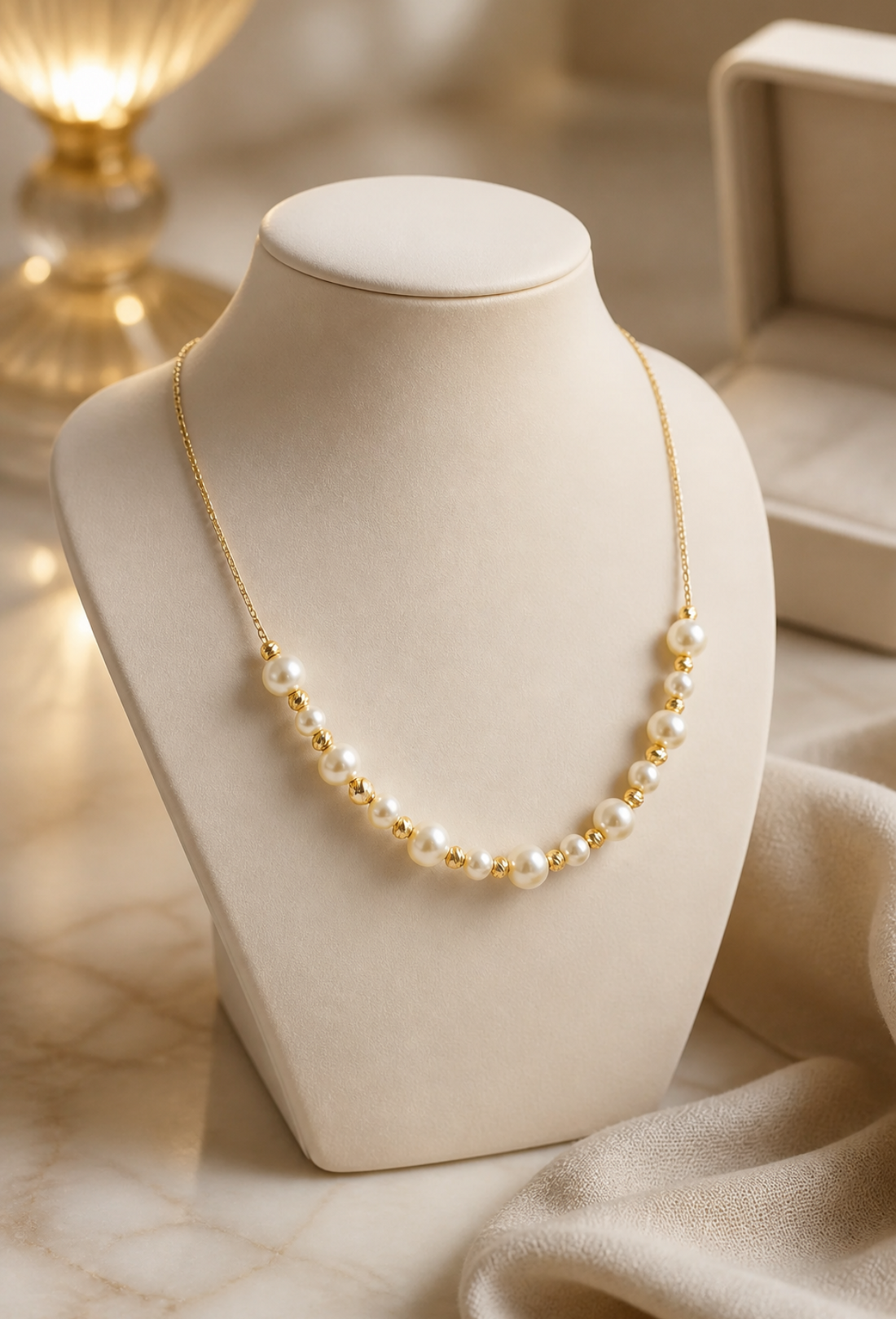 Gold & half pearl necklace