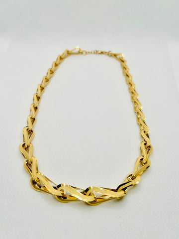 18k Solid Gold Graduating Interlocking Link Chain Necklace — 17g (Approx)