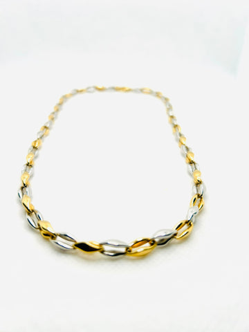 18k Italian Gold Two-Tone Chain Necklace — 18g (Approx)
